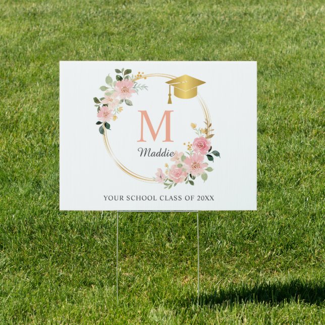 Custom Pink Girls Graduation  Sign (Insitu)
