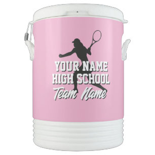 Custom pink girls high school tennis team beverage cooler