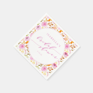 Custom Pink Girly Watercolor Floral Bridal Shower Napkins