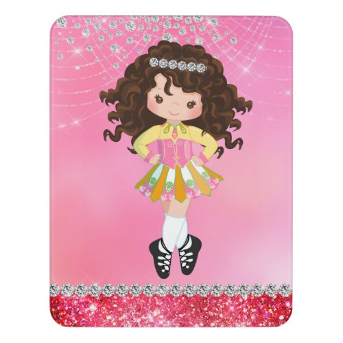 Custom Pink Glam Irish Dance Brunette Girl Door Sign