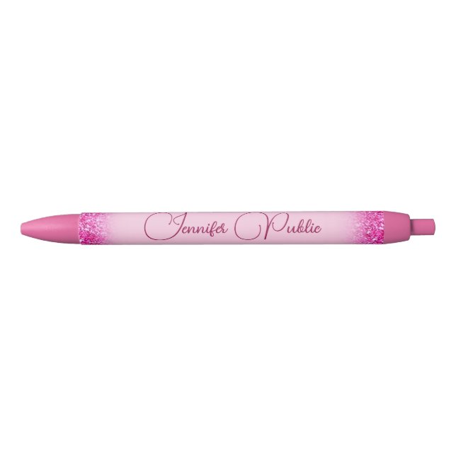 Custom Pink Glitter Look Shiny Name Template Pen (Front)