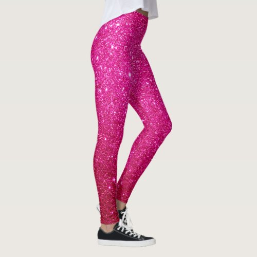 Custom Pink Glitter Pattern Design Valentines Day Leggings