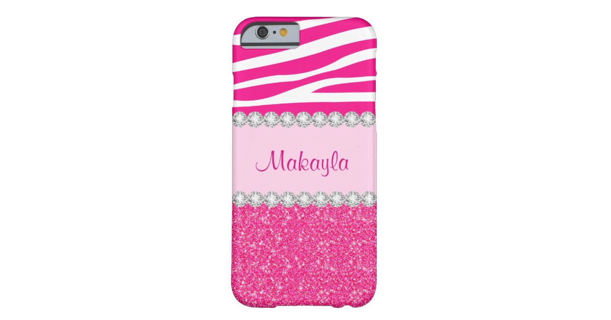 Custom Pink Glitter Sparkles Zebra Iphone 6 Case Zazzle Com
