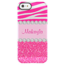 Custom Pink Glitter Zebra Permafrost iPhone 5 Case