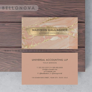 Custom Pink Gold Marble Glitter Chic Professional  Business Card