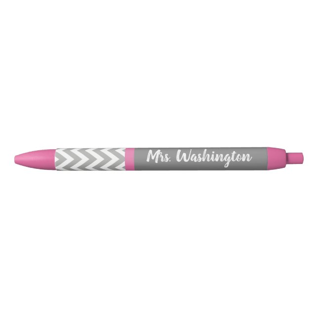Custom Pink Gray Teacher's Writing Pen Gift (Front)