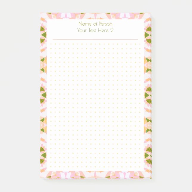 Custom Pink Green Dot Grid New Year’s Resolutions Post-it Notes (Front)