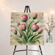 Custom Pink & Green Vintage Tulips Sheet Music