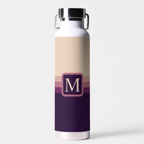 Custom Pink Grey Dark Purple Color Block Water Bottle