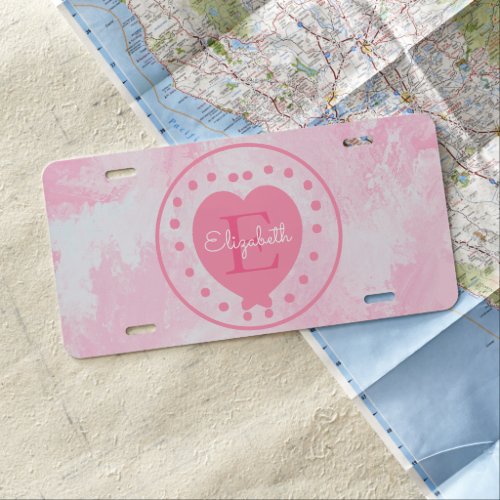 Custom Pink Heart Initial Letter Monogram