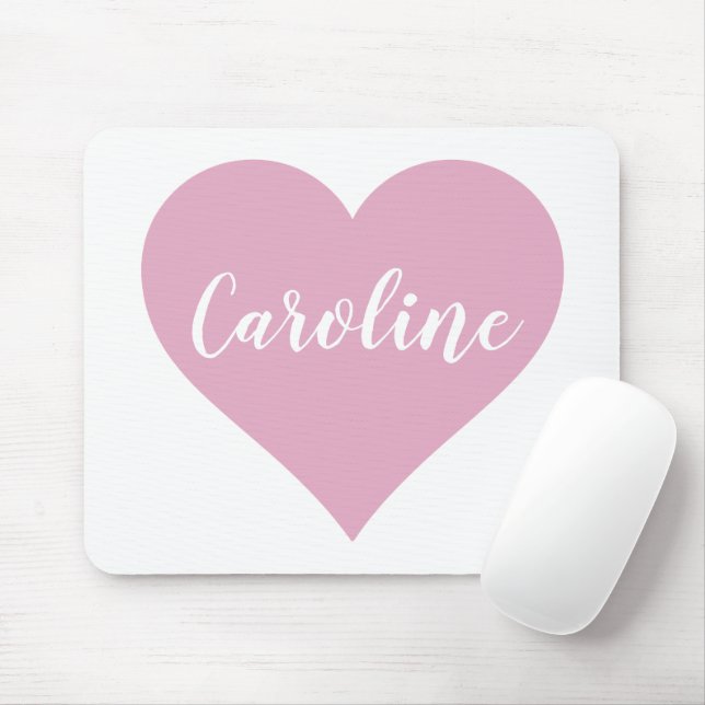 Custom Pink Heart Mouse Pad Trendy Girly Modern (With Mouse)