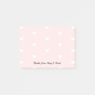 Custom Pink Heart Pattern Romantic Wedding Couple Post-it Notes