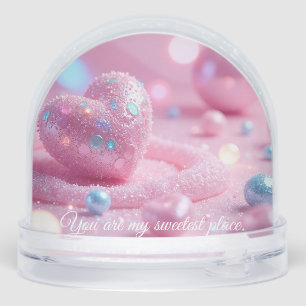 💖Custom Pink Heart Snow Globe –Romantic Gift Idea