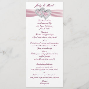 Custom Pink Hearts Menu Card