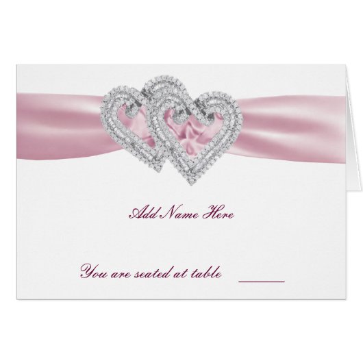 Custom Pink Hearts Place Card (Front Horizontal)