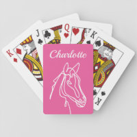 Custom pink horse playing cards gift for girls
