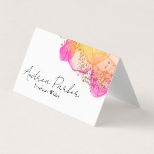 Custom Pink Ink Simple Modern QR Code  Business Card