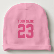 Custom Pink Jersey Number Baby Beanie Hat For Girl at Zazzle