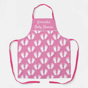 Custom pink kitchen apron for girl's baby shower
