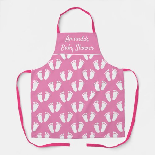 Custom pink kitchen apron for girls baby shower