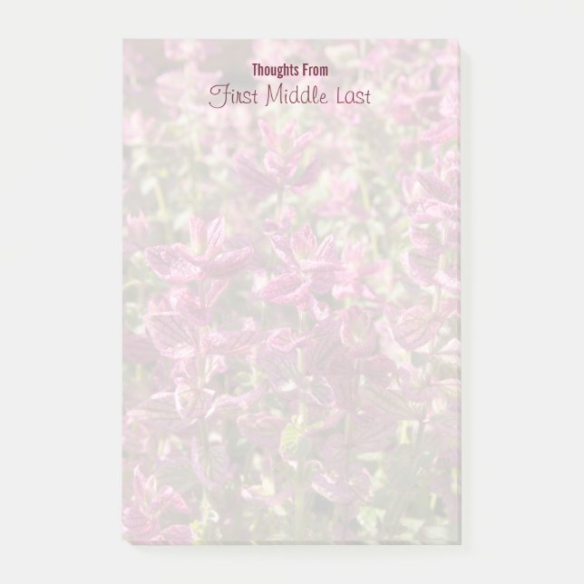 Custom Pink Leaves On Plant Stalks Photograph Post-it Notes (Front)