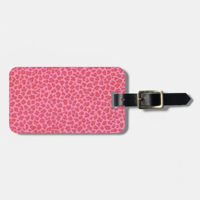 Custom Pink Leopard Print Luggage Tag (Front Horizontal)