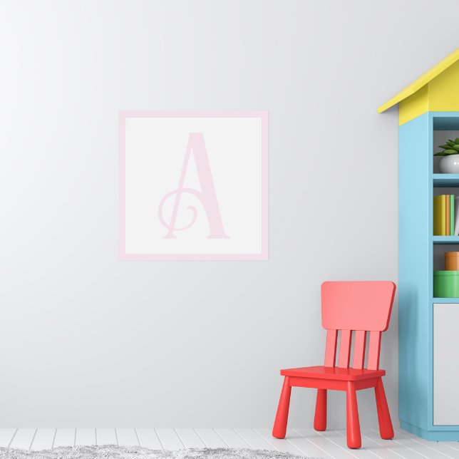Custom Pink Letter A Monogram Retro Nursery Poster (Nursery 1)