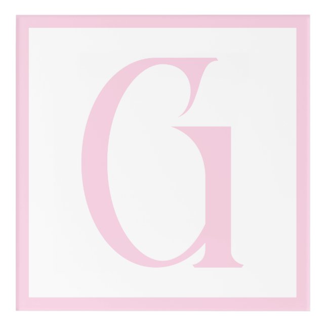 Custom pink Letter Monogram Retro Nursery Acrylic Print (Front)