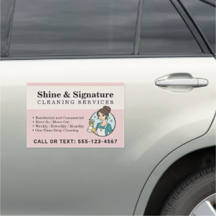 Custom Pink Maid Cleaning Services  Car Magnet