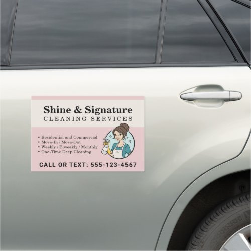 Custom Pink Maid Cleaning Services  Car Magnet