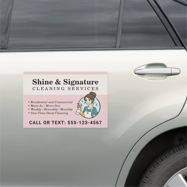 Custom Pink Maid Cleaning Services  Car Magnet (In Situ)