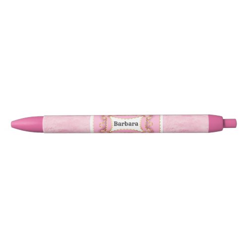 Custom Pink Marble Black Ink Pen