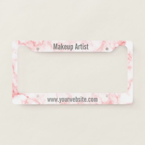 Custom Pink Marble Look Mobile Advertisment License Plate Frame