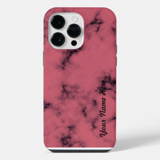 Custom Pink Marble Your Name Editable Personalized iPhone 14 Pro Max Case