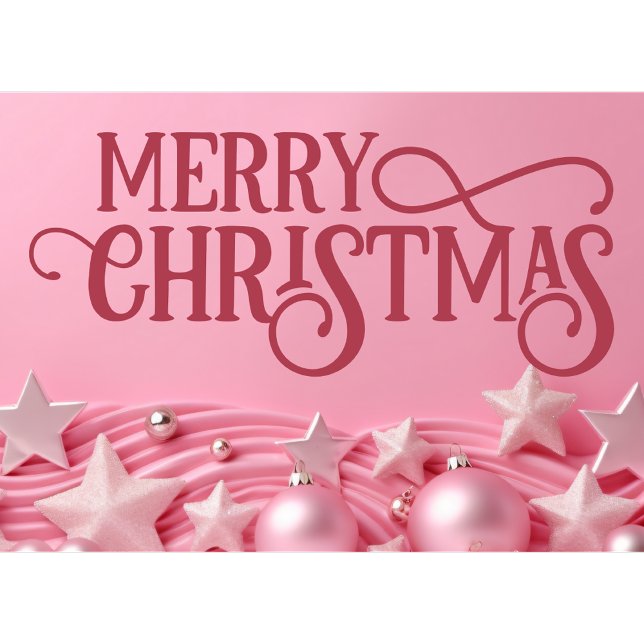 Custom Pink Merry Christmas Business Holiday Card (Creator Uploaded)