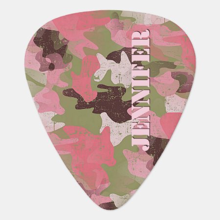 Custom Pink Military Green Camouflage Pattern Guitar Pick