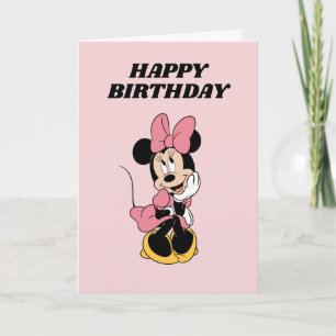 Custom Pink Minnie Mouse Girl's Birthday Card