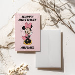 Custom Pink Minnie Mouse Girl's Birthday Card<br><div class="desc">Personalize this cute pink Minnie Mouse Birthday Card by adding your custom message!</div>