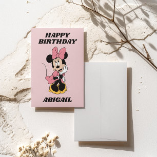 Custom Pink Minnie Mouse Girl's Birthday Card