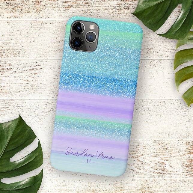 Custom Pink Mint Green Blue Purple Stripes Pattern Case-Mate iPhone Case (Creator Uploaded)