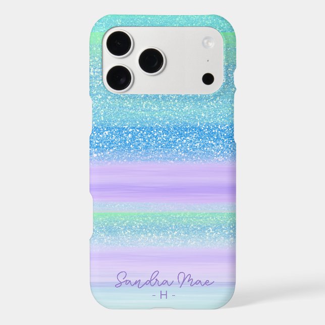 Custom Pink Mint Green Blue Purple Stripes Pattern Iphone Case (Back)