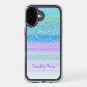Custom Pink Mint Green Blue Purple Stripes Pattern iPhone 16 Plus Case