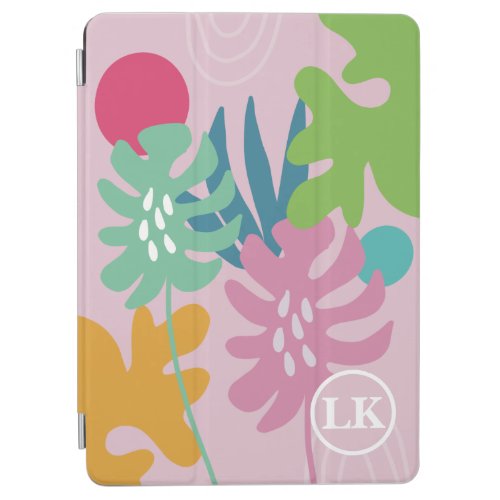 Custom pink modern floral tropical monogram girly  iPad air cover