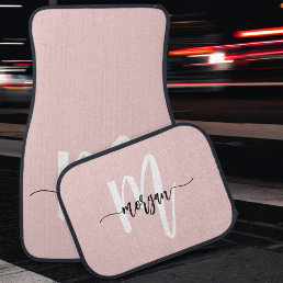 Custom Pink Modern Typographic Monogram Car Floor Mat