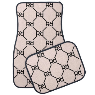 Custom Pink Modern Typographic Monogram Pattern Car Floor Mat