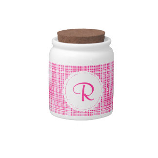 Custom Pink Monogram Candy Jar