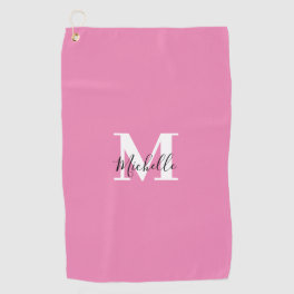 Custom Pink Monogram Girly Golf Towel