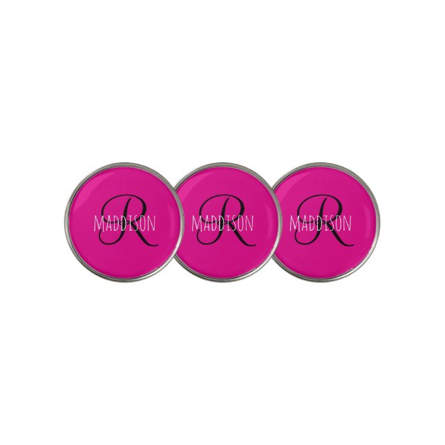 Custom Pink Monogram  Golf Ball Marker (3 Up)
