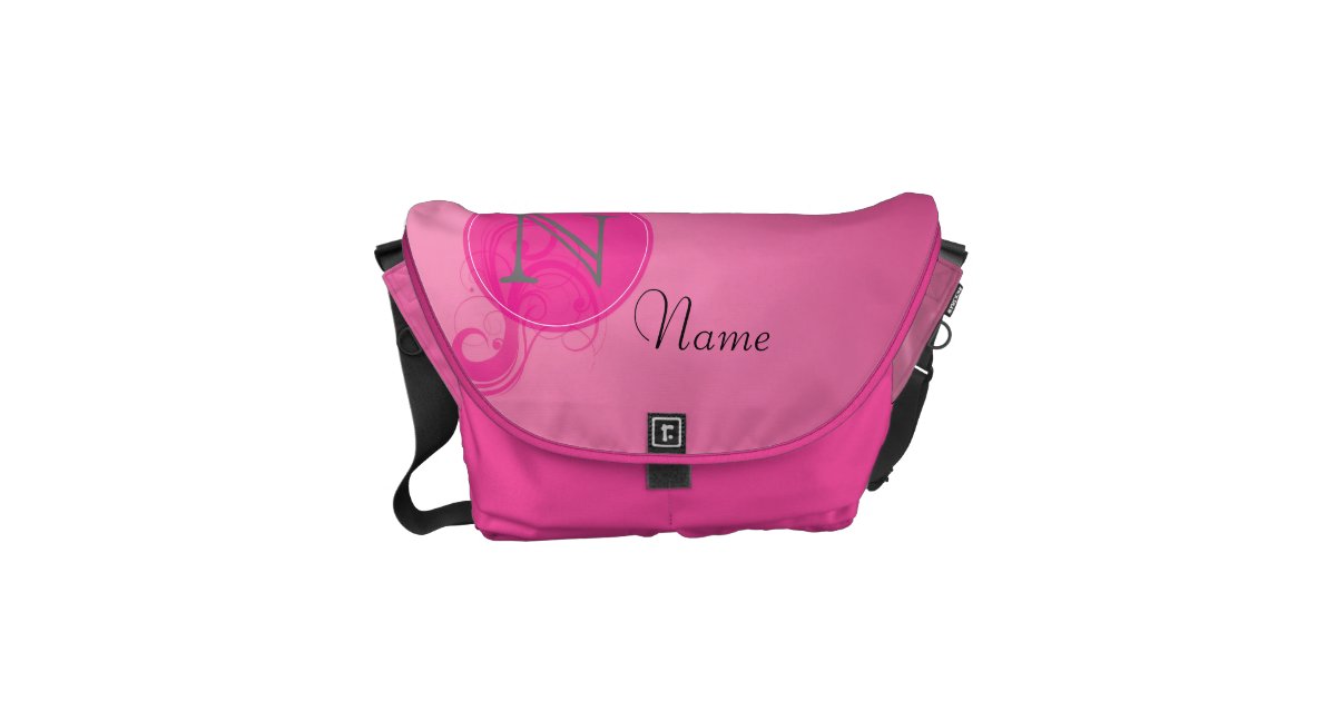 Custom Pink Monogram Messenger Bag | Zazzle