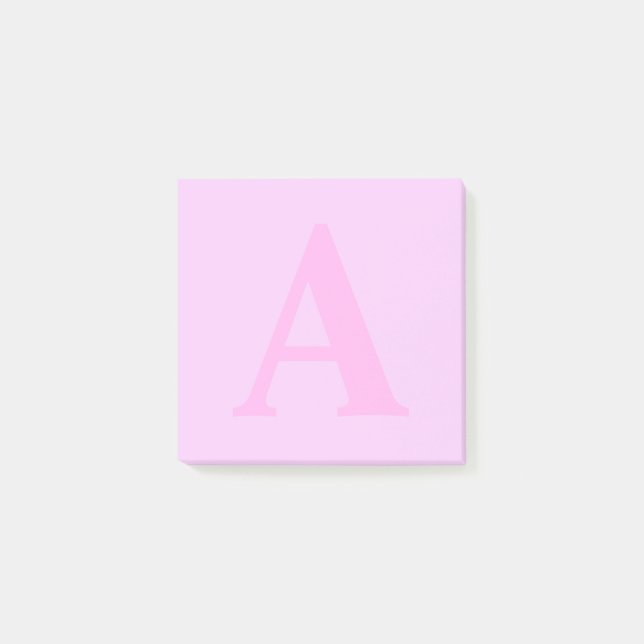 Custom Pink Monogram Post-it® Notes (Front)
